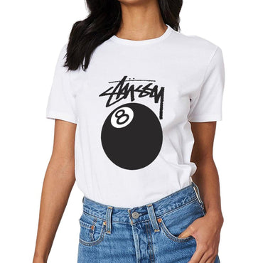 Inkmay Casual Cotton T-shirt Black Background With White Number Eight Unisex T-shirtBold Classic T-Shirt