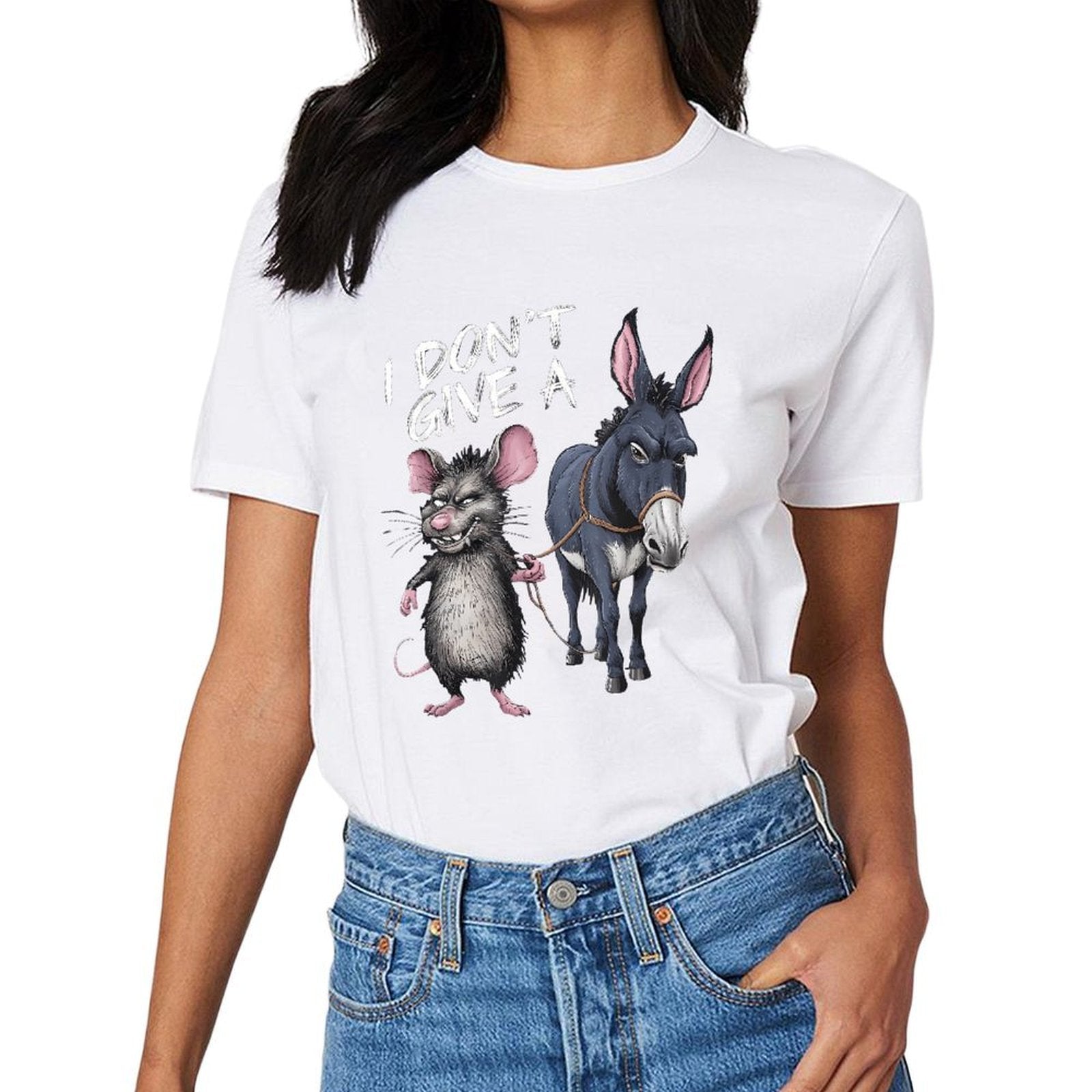 Inkmay Casual Cotton T-shirt Animal Print With Donkey And Mouse Unisex T-shirtHeritage RelaxFit T-Shirt