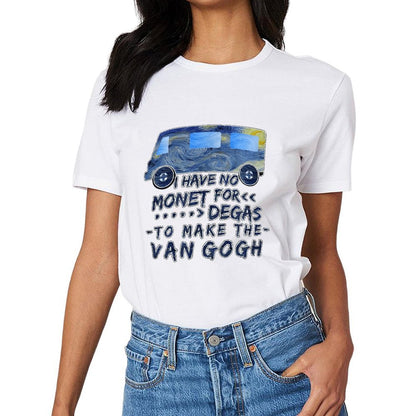 Inkmay Casual  Cotton T-shirt Van Gogh Inspired Van Art Print Unisex T-shirtTrueStyle BasicSeries T-Shirt