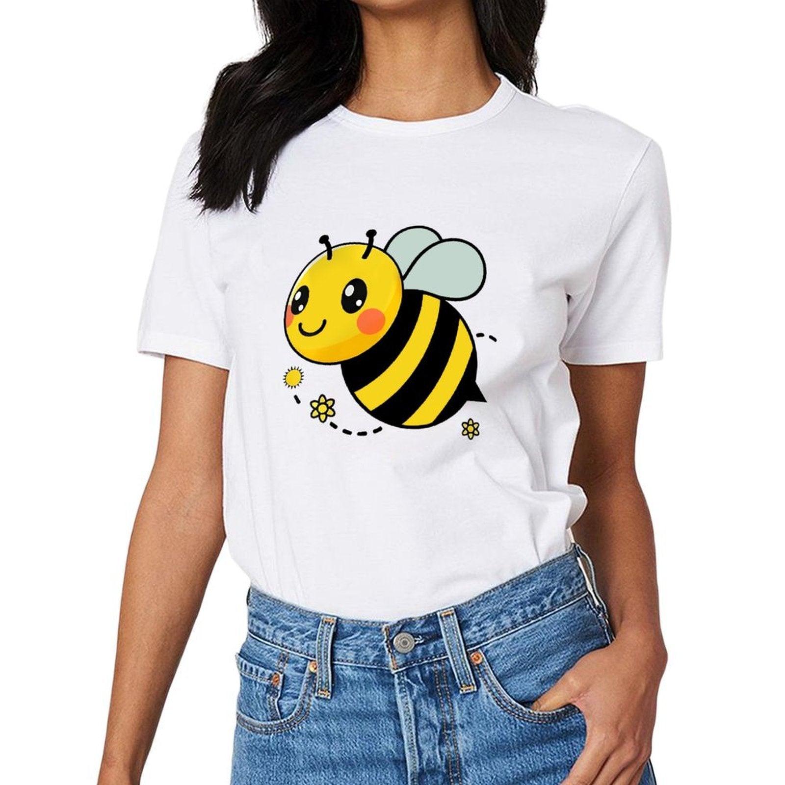Inkmay Casual Cotton T-shirt Cute Bee With Yellow Black Stripes Unisex T-shirtEssential SoftTouch T-Shirt