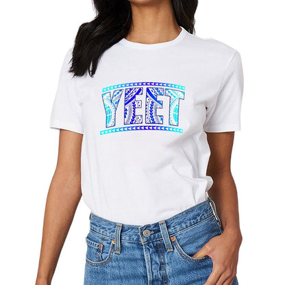 Inkmay Casual Cotton T-shirt Bold Blue Tribal Art Print Design Unisex T-shirtHigh-Quality RelaxFit T-Shirt