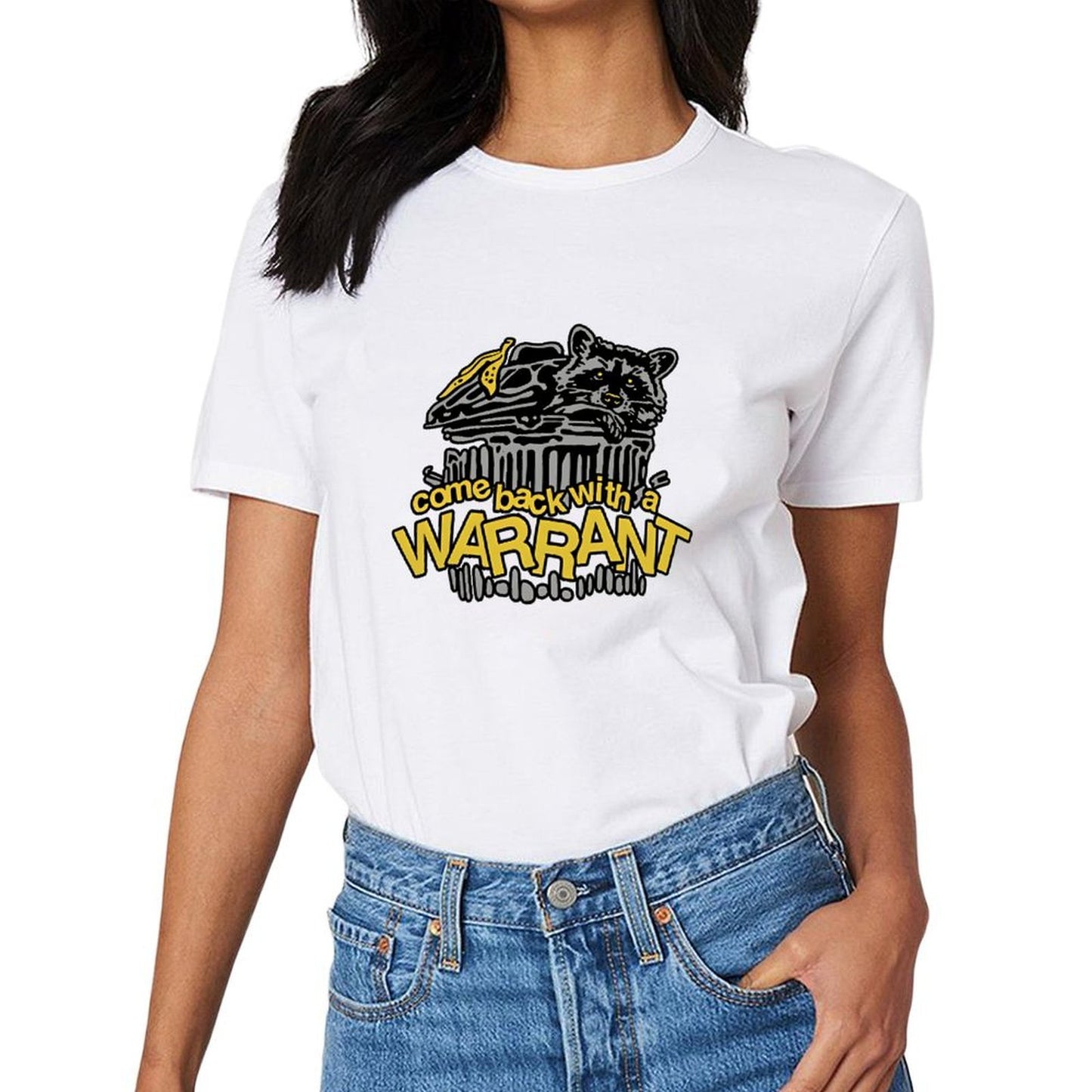 Inkmay Casual  Cotton T-shirt Come Back With A Warrant Unisex T-shirtNatural ModernFit T-Shirt