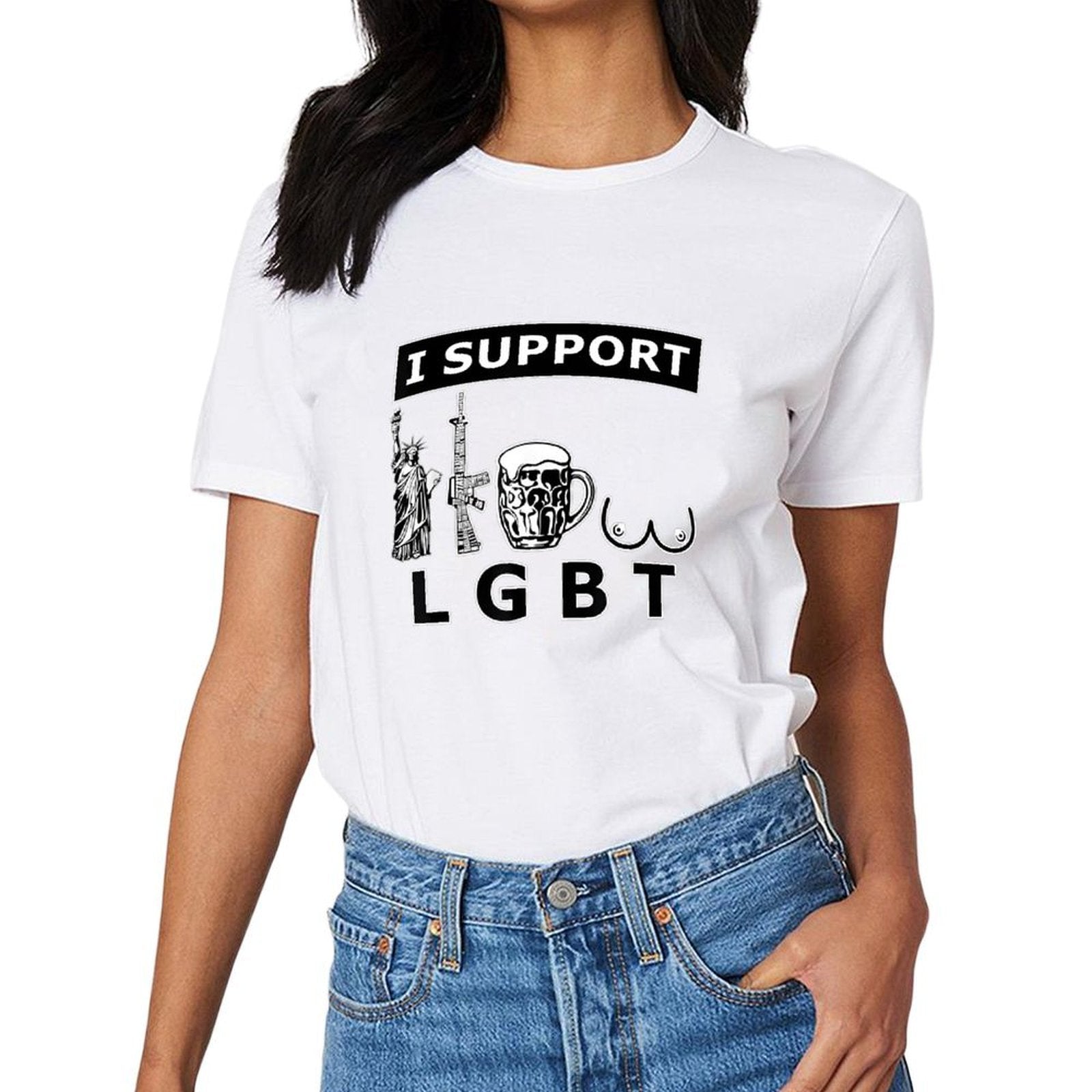 Inkmay Casual Cotton T-shirt Lgbt Support With Statue And Unisex T-shirtMidweight Eco / Sustainable T-Shirt