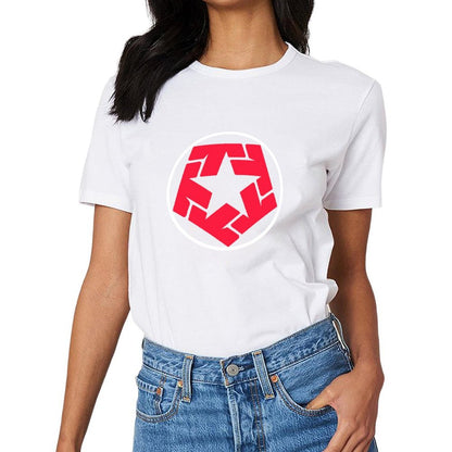Inkmay Casual Cotton T-shirt Red Abstract Shape With Irregular Edges Unisex T-shirtLooseFit ActiveLine T-Shirt