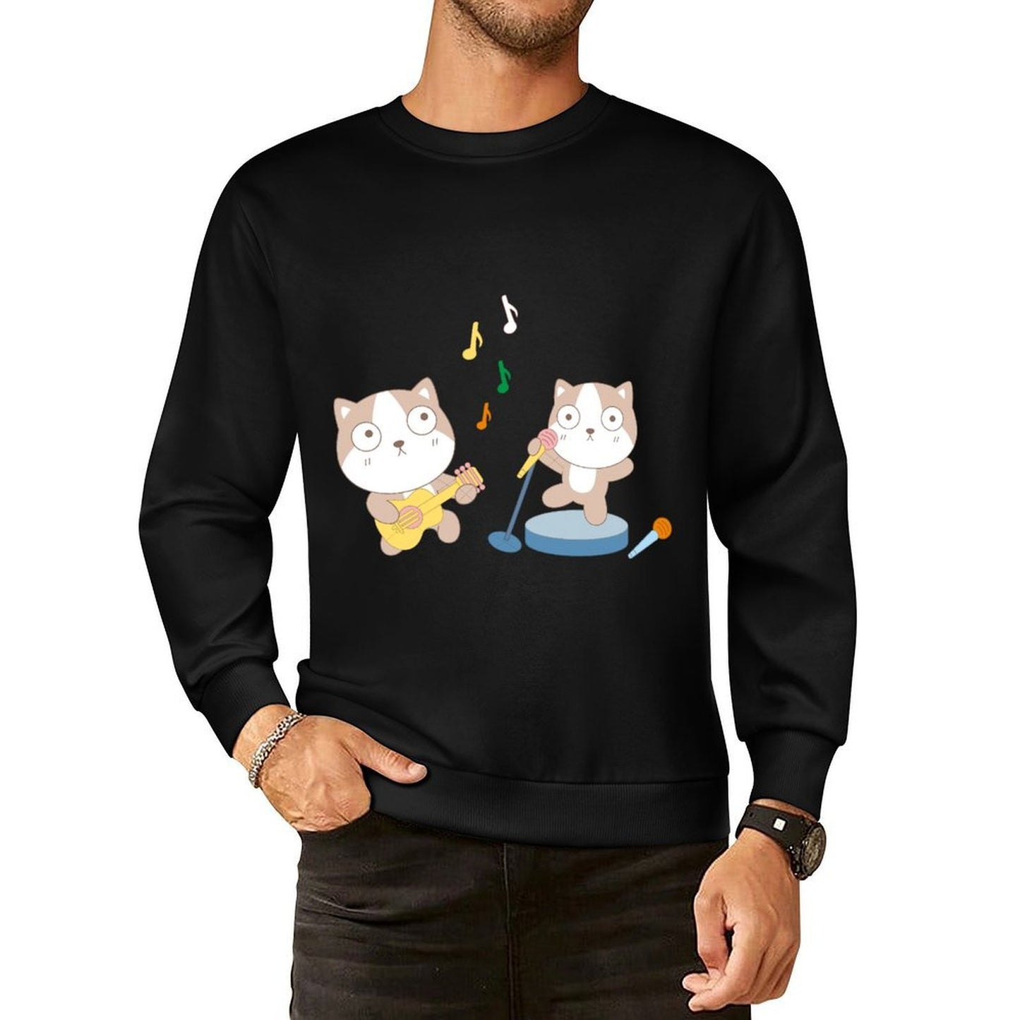 Front Patterned Long Sleeve TopBasic Breathable