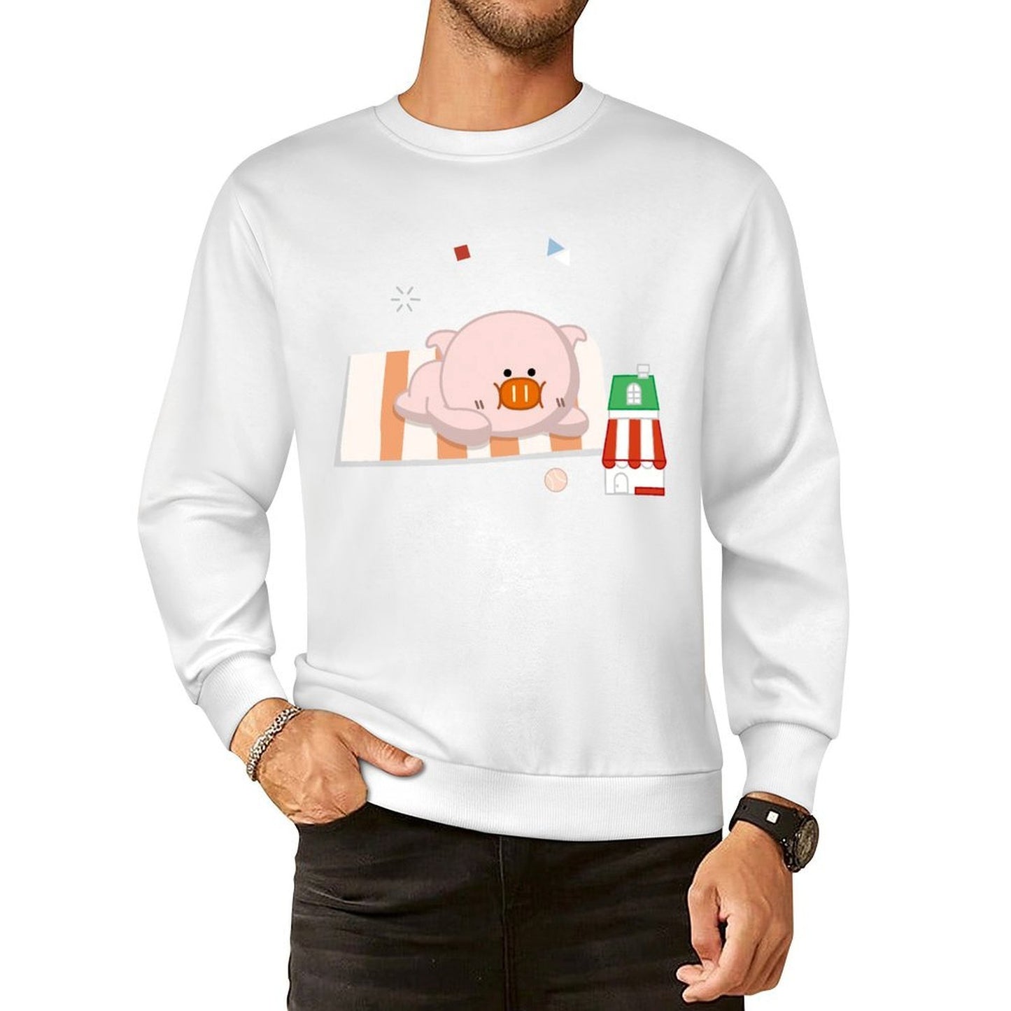 Front Patterned Long Sleeve TopNatural ClassicStyle