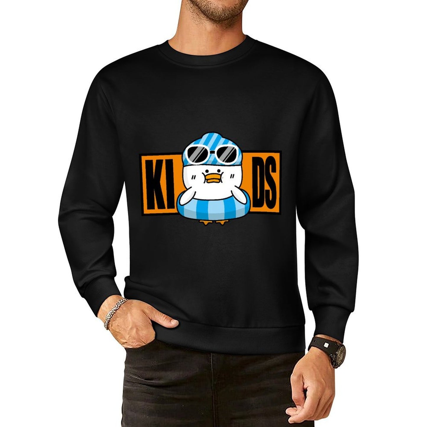 Front Patterned Long Sleeve TopSport Cotton