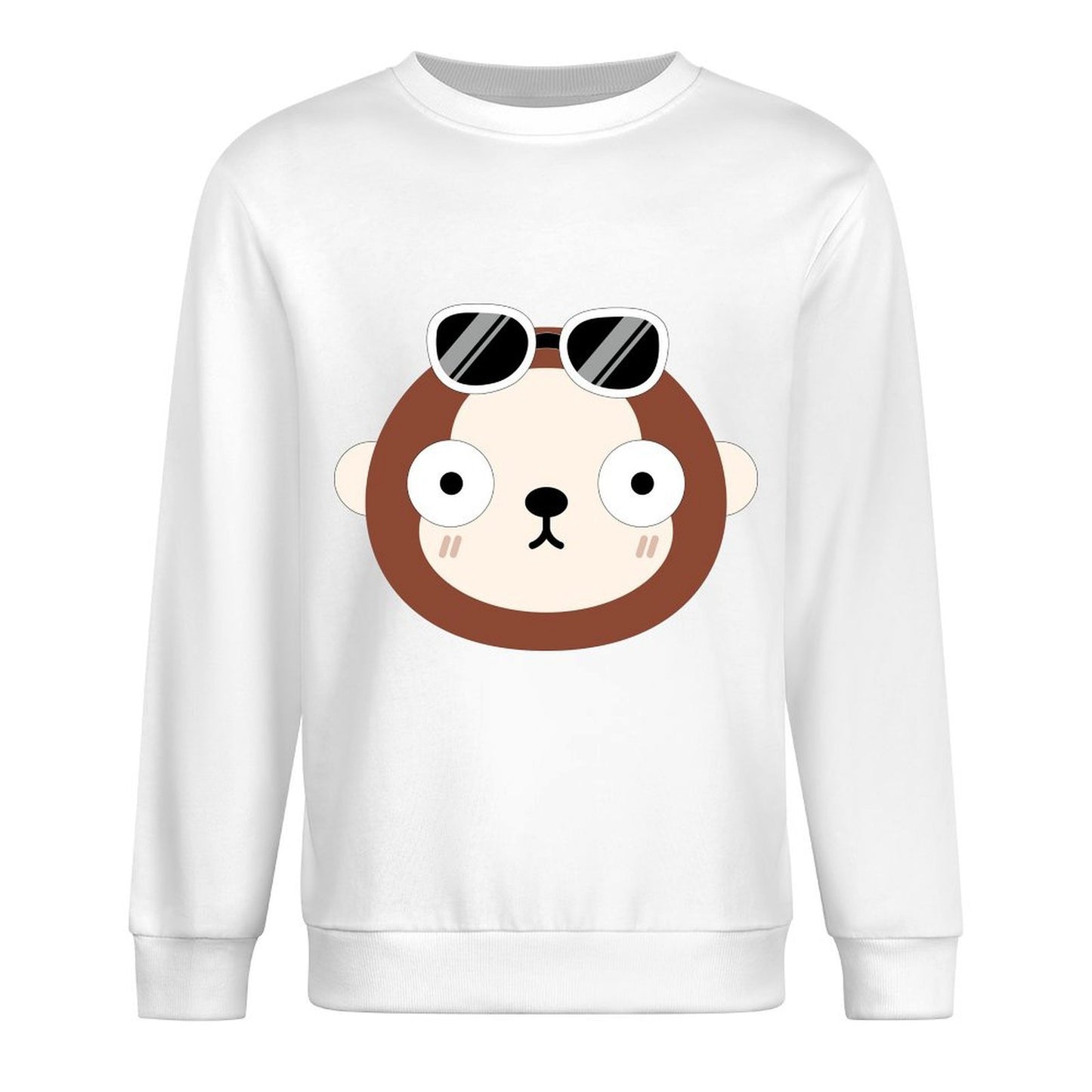 Front Patterned Long Sleeve TopCrew Neck CleanCut