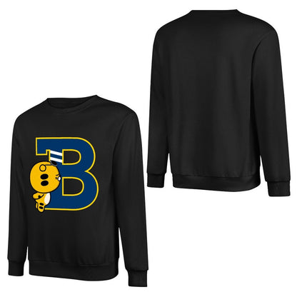 Front Patterned Long Sleeve TopOversized Double-Stitched