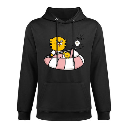 Solid Double-Stitched Front Graphic Hoodies