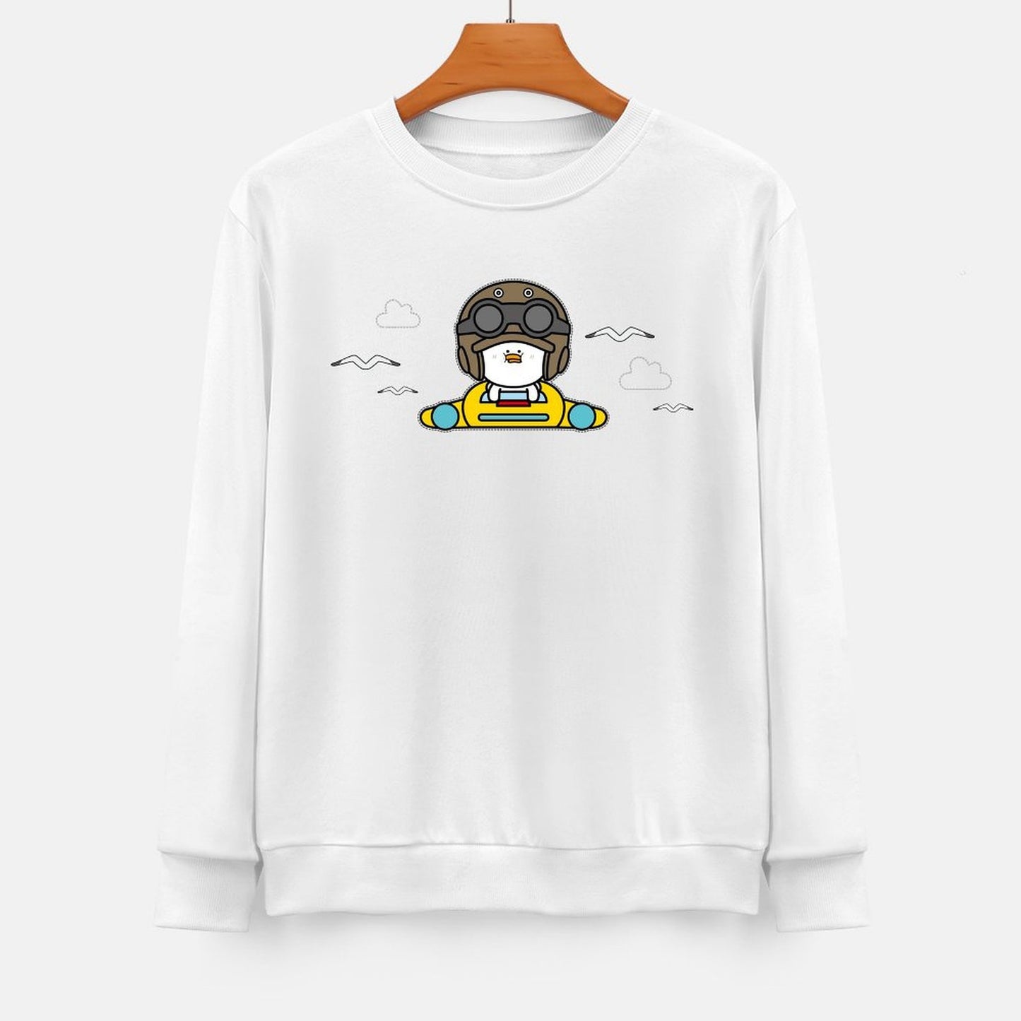 Front Patterned Long Sleeve TopFitted Plain