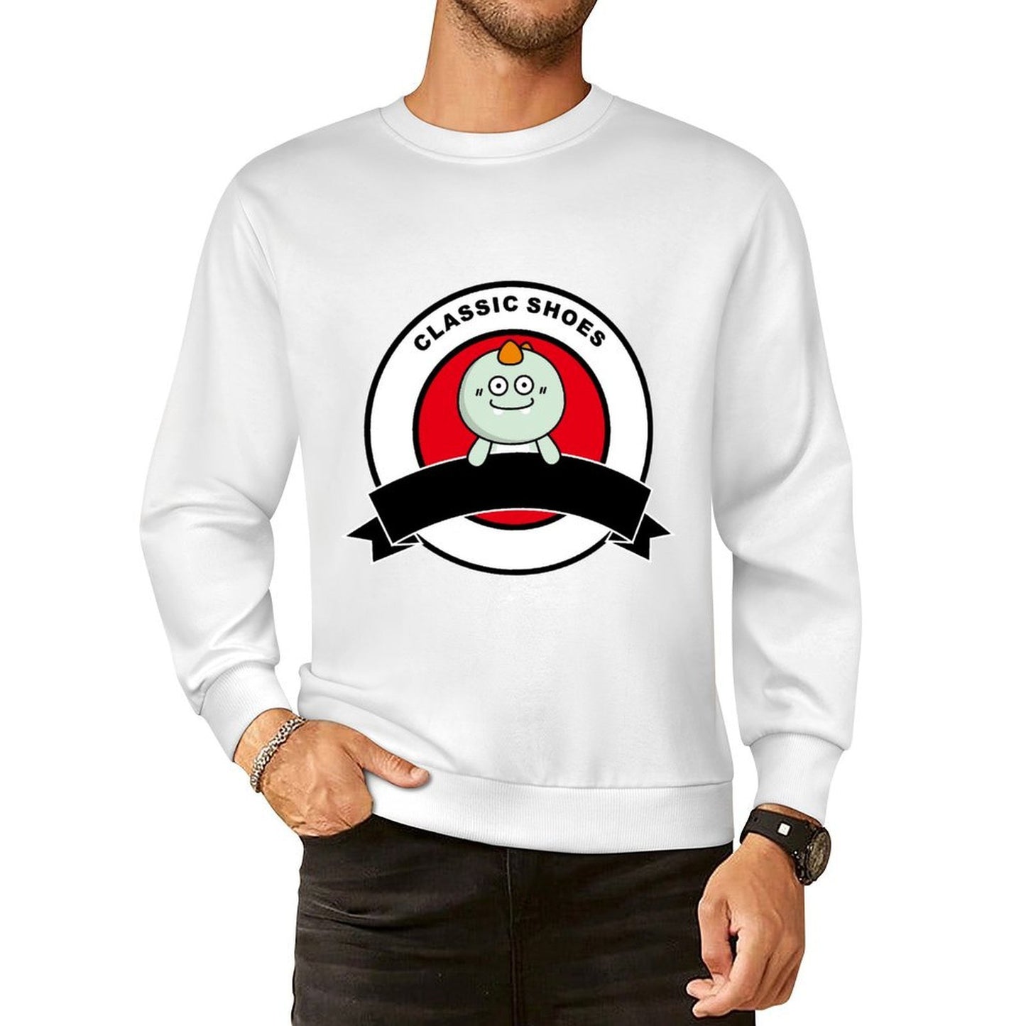 Front Patterned Long Sleeve TopBasic ClassicStyle