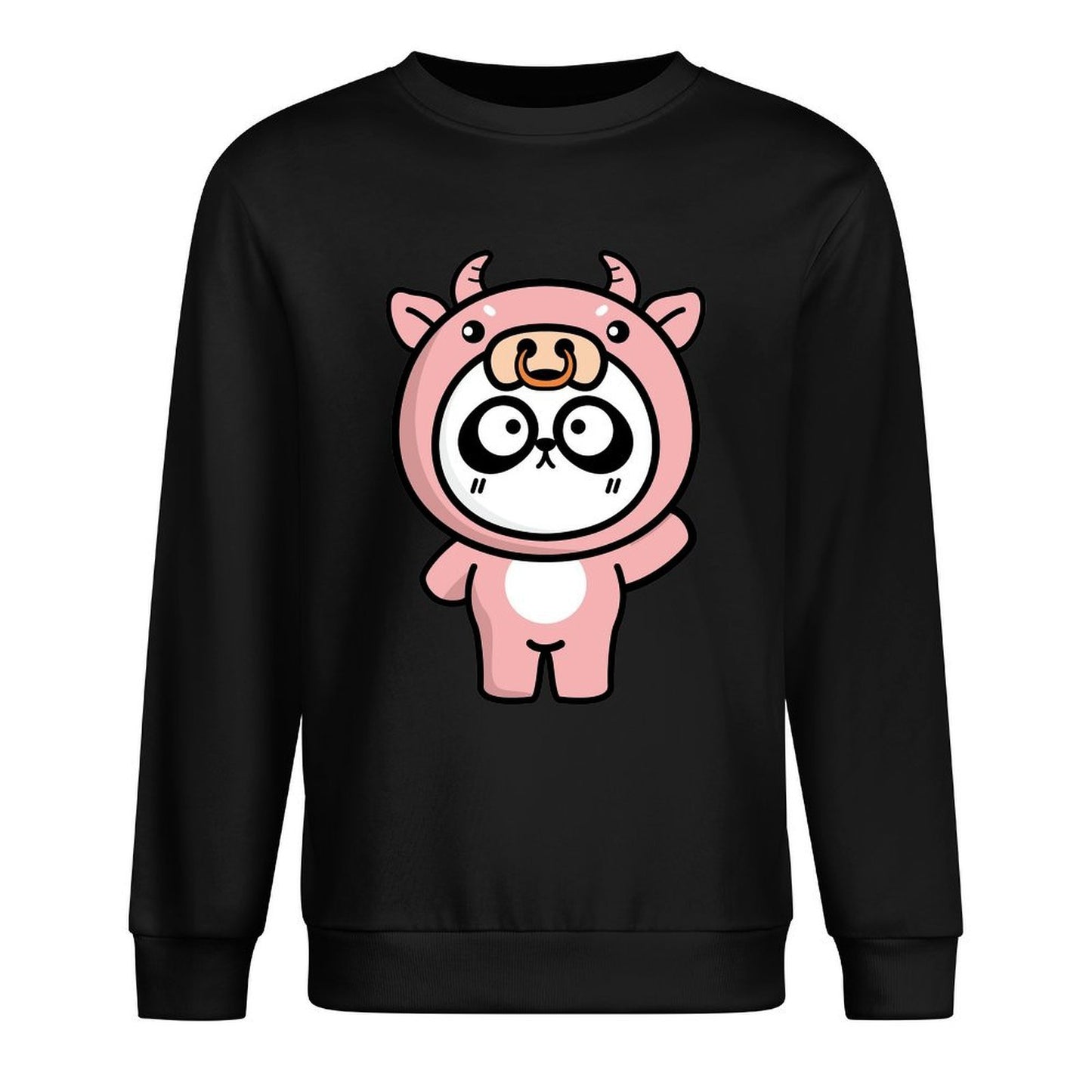 Front Patterned Long Sleeve TopVintage Crewneck