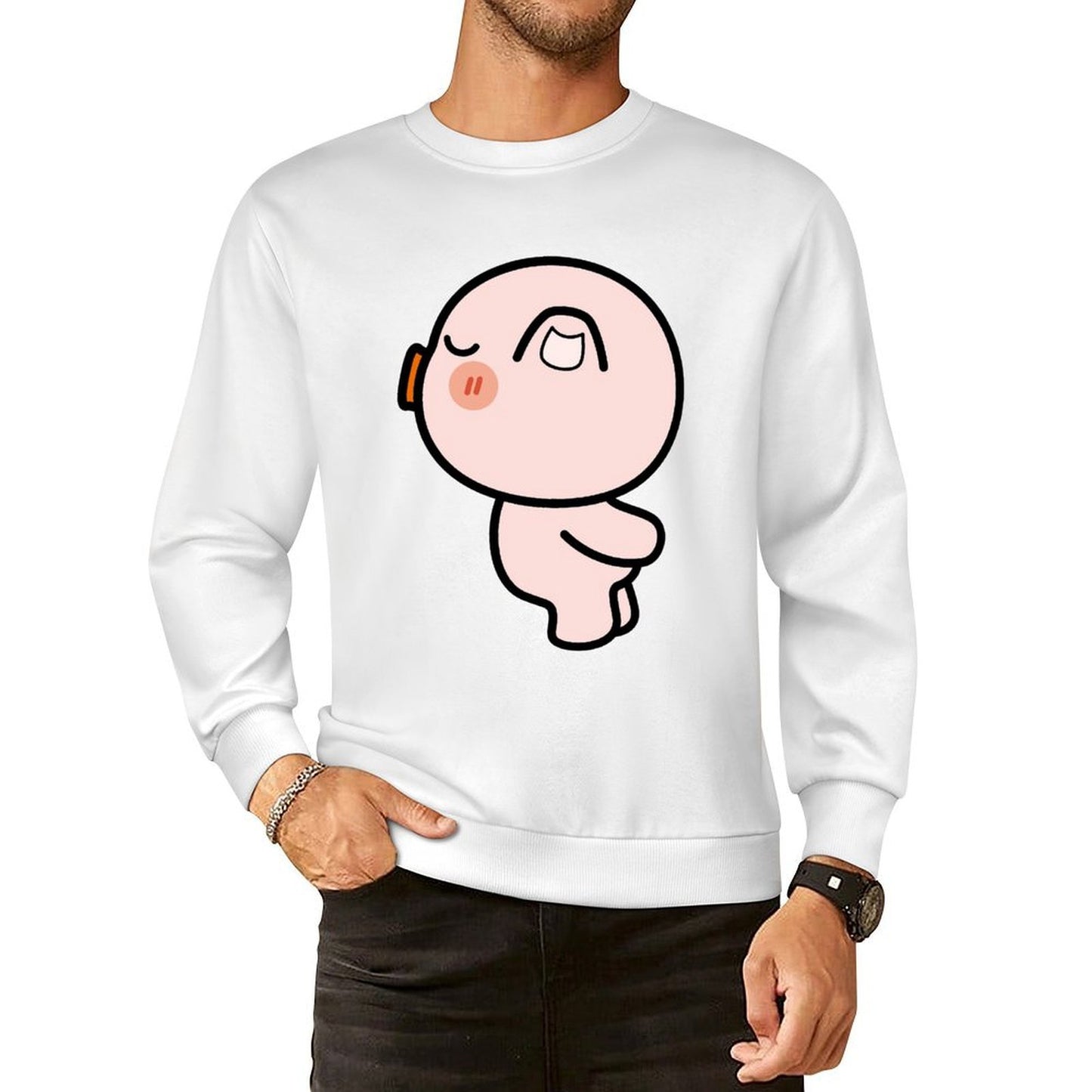 Front Patterned Long Sleeve TopFitted Plain