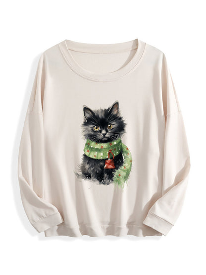 Customizable Christmas-themed long-sleeved Christmas Black CAT