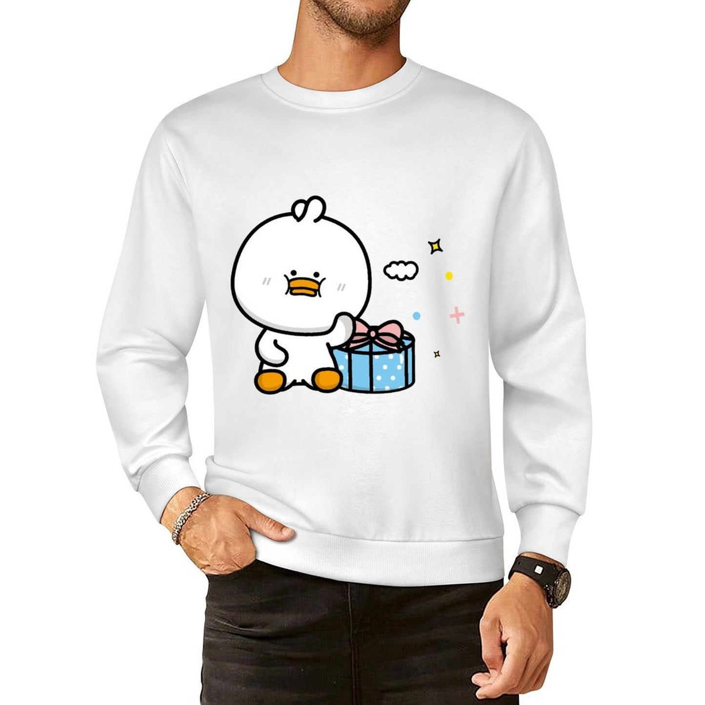 Front Patterned Long Sleeve TopColorfast Batch-Printed