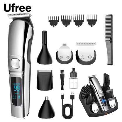 Ufree Beard Trimmer for Men, Waterproof Electric Razor for Nose, Body, Face & Mustache, Cordless Hair Clippers Shavers Grooming
