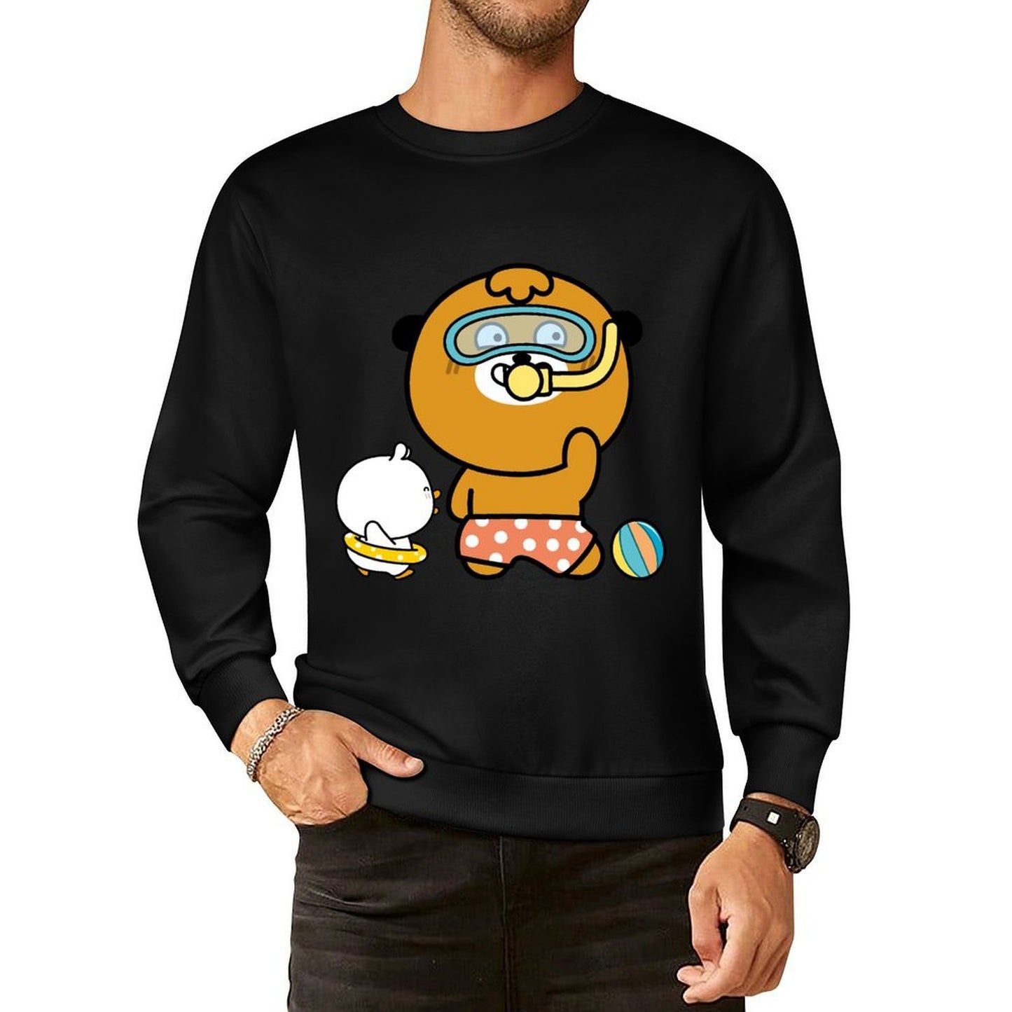 Front Patterned Long Sleeve TopIndoor Crisp Print