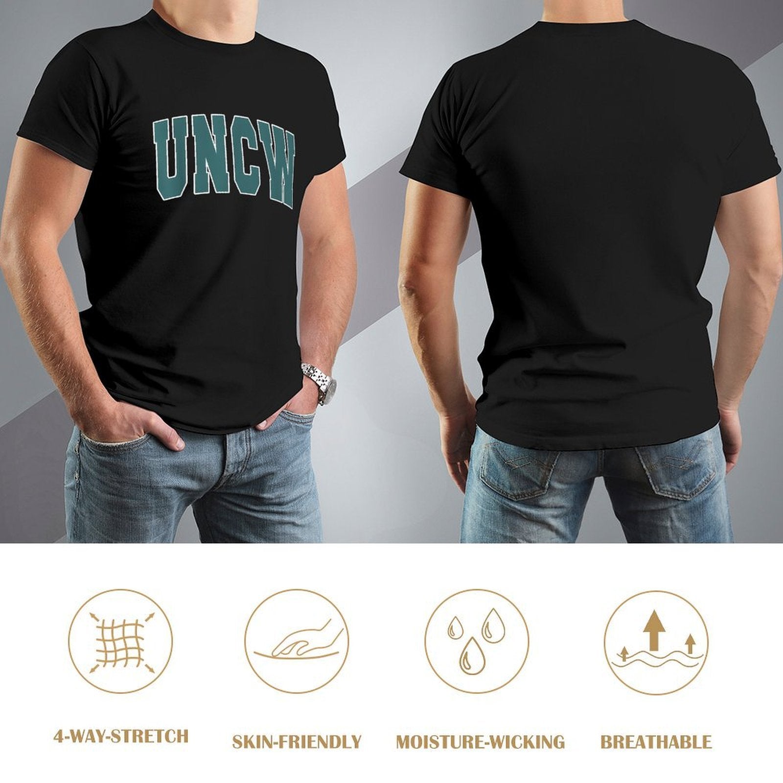 Inkmay Casual  Cotton T-shirt Uncw Logo In Teal Color Unisex T-shirtPremium Finish RegularFit T-Shirt