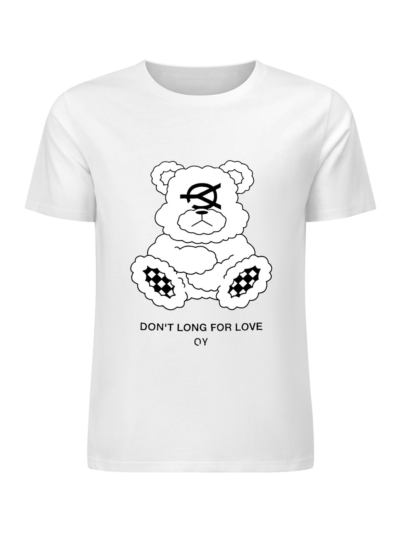 Inkmay Casual Cotton T-shirt Teddy Bear With Cloudy Pattern Prints Unisex T-shirtEasyStyle SoftWear T-Shirt