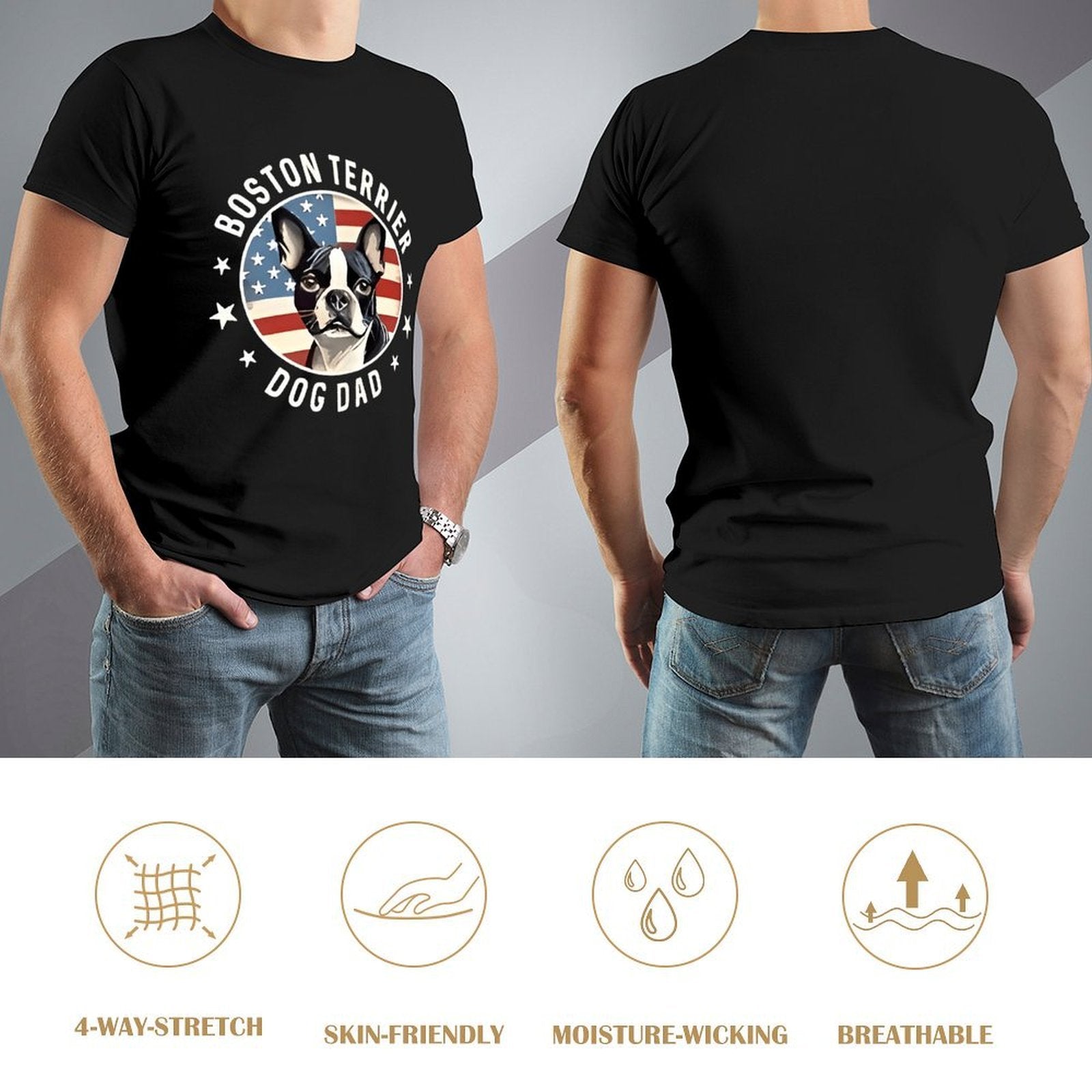 Inkmay Casual  Cotton T-shirt Bold Dog Face With Text Design Unisex T-shirtBold CleanCut T-Shirt