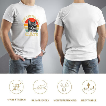 Inkmay Casual  Cotton T-shirt Cool Cat Wearing Sunglasses Art Print Unisex T-shirtEssentialFit Softstyle T-Shirt