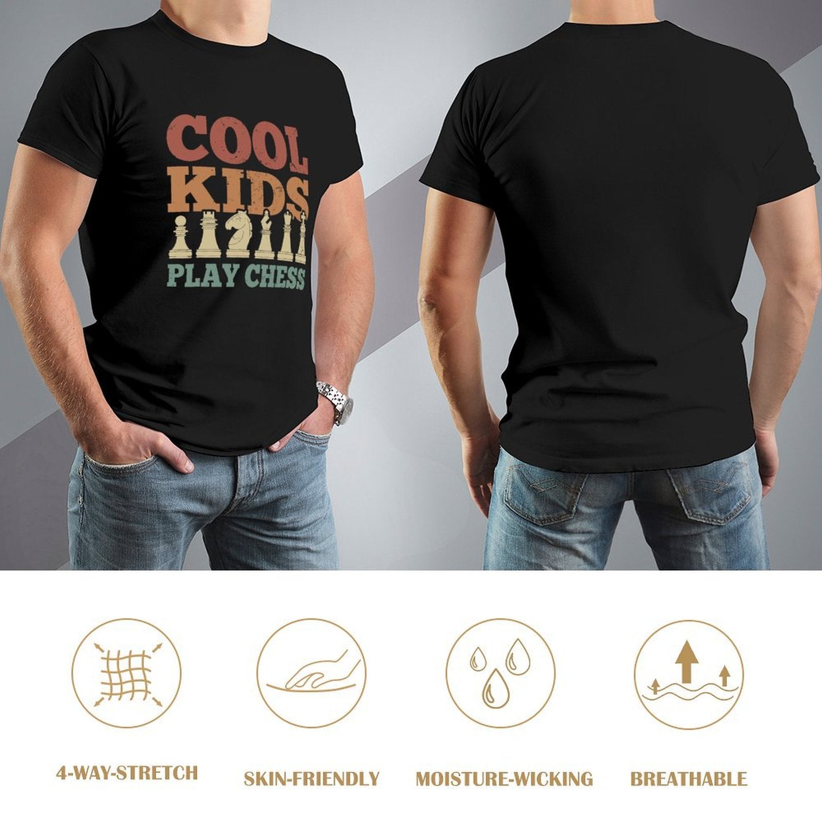 Inkmay Casual  Cotton T-shirt Abstract Landscape With Layered Colors Design Unisex T-shirtSoft-Touch Outdoor T-Shirt