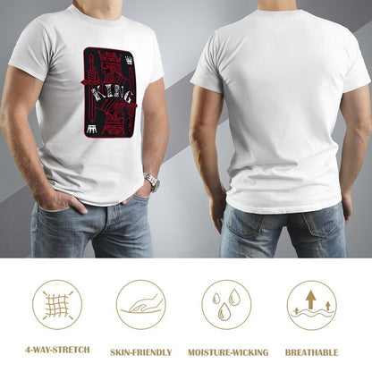 Inkmay Casual  Cotton T-shirt King Card Design With Swords Unisex T-shirtSimple YearRound T-Shirt