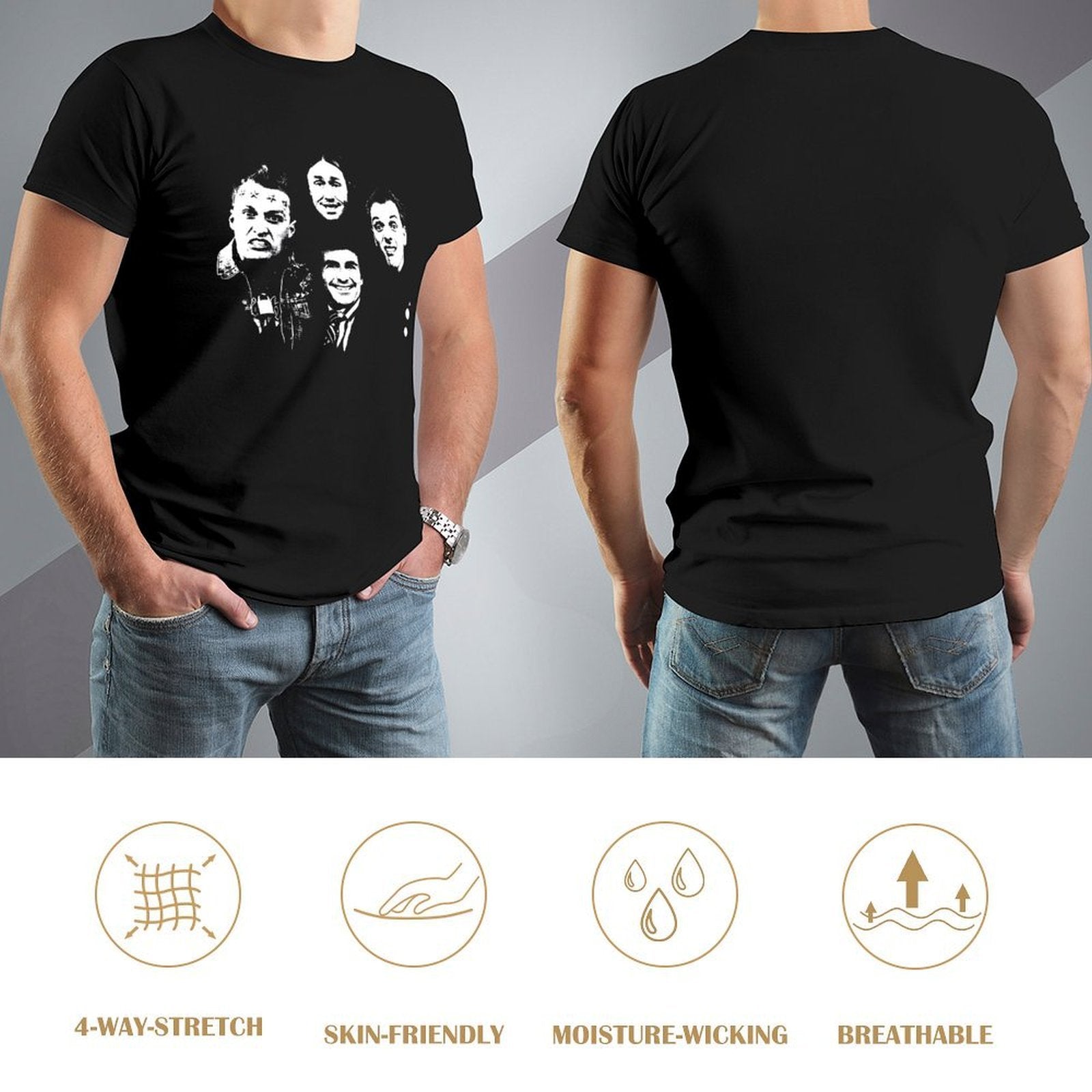 Inkmay Casual  Cotton T-shirt Four Faces With Different Expressions Unisex T-shirtUltra Durable Refined T-Shirt