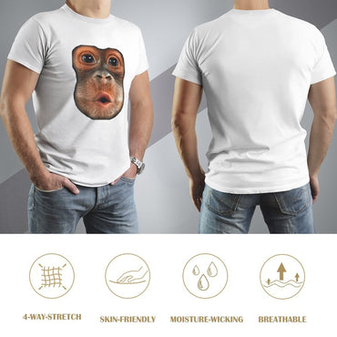 Inkmay Casual  Cotton T-shirt Monkey Face With Open Mouth Unisex T-shirtVibrant Colors StreetStyle T-Shirt