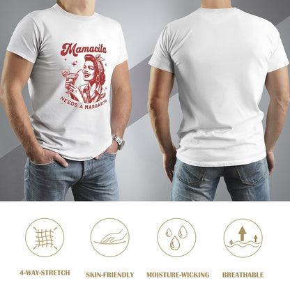 Inkmay Casual  Cotton T-shirt Retro Woman Holding Cocktail Glass Artwork Unisex T-shirtBasicSeries Heritage T-Shirt