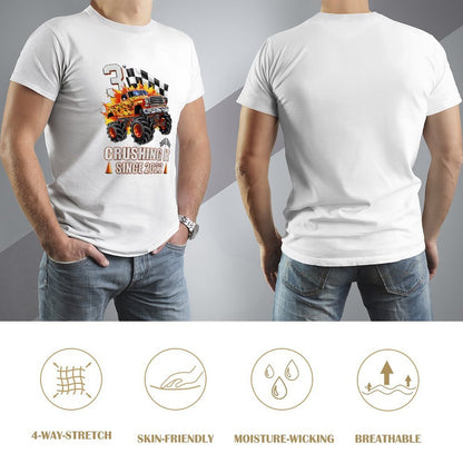 Inkmay Casual  Cotton T-shirt Monster Truck With Fire Flames Unisex T-shirtNeutral SoftLine T-Shirt