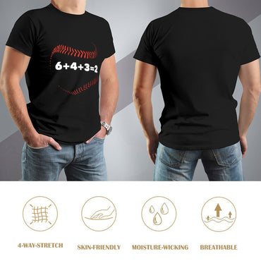 Inkmay Casual  Cotton T-shirt Baseball Stitch Pattern Print Art Design Unisex T-shirtEverydayWear SoftWear T-Shirt
