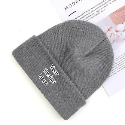 Custom grey knit hat
