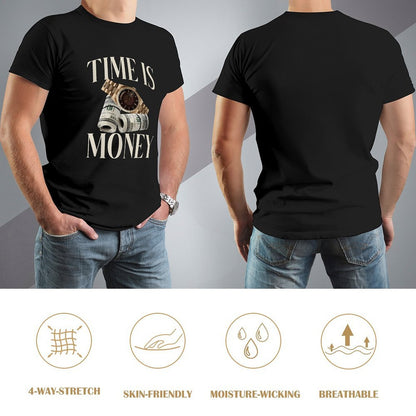 Inkmay Casual  Cotton T-shirt Time Is Money Watch And Dollars Unisex T-shirtRetro Original T-Shirt