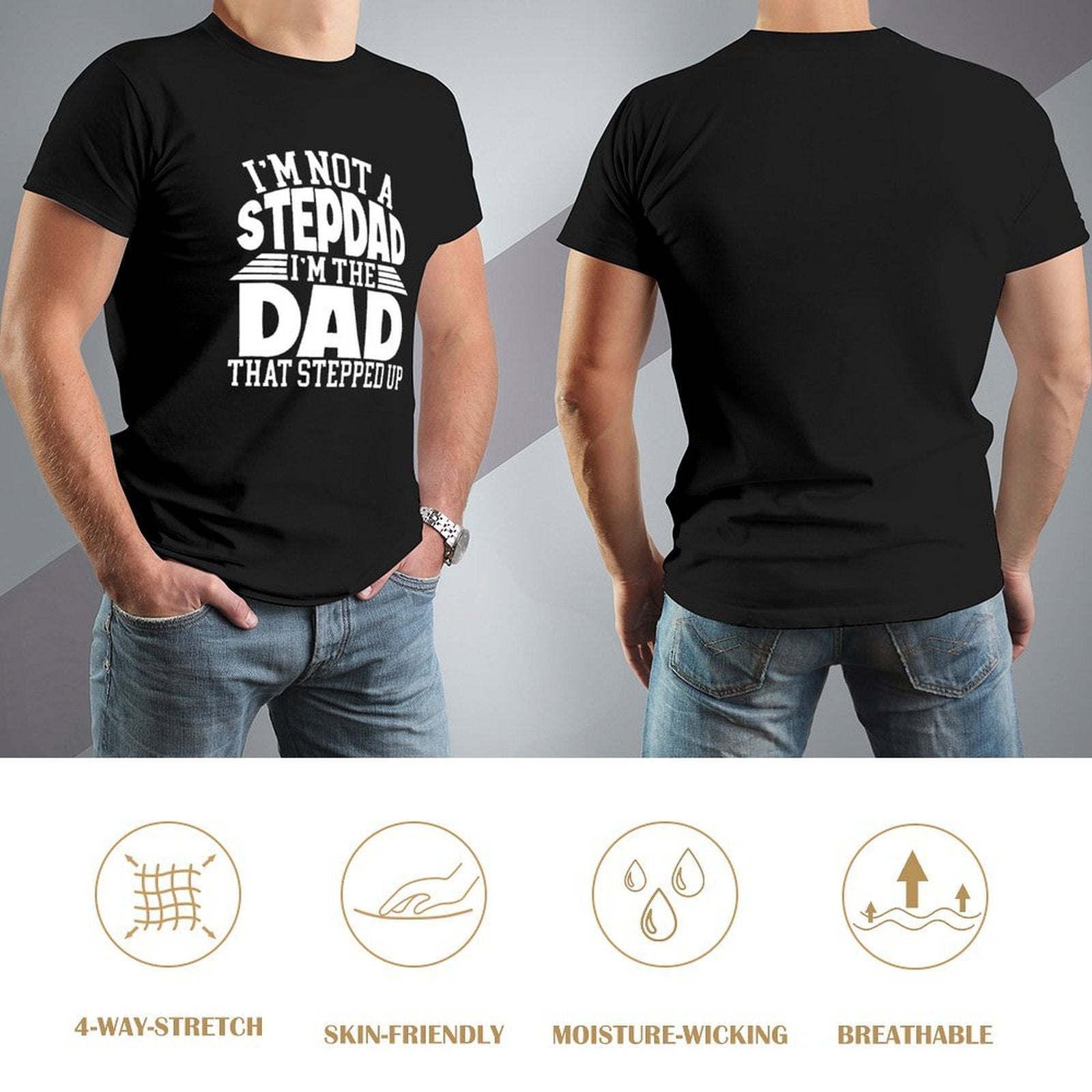 Inkmay Casual  Cotton T-shirt Worlds Best Dad Pattern Print Design Unisex T-shirtVintage SmoothWear T-Shirt