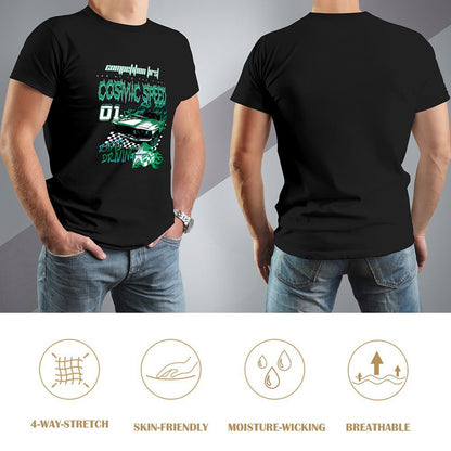 Inkmay Casual  Cotton T-shirt Cosmic Speed Car Racing Design Art Unisex T-shirtHeat-Transfer Comfort T-Shirt