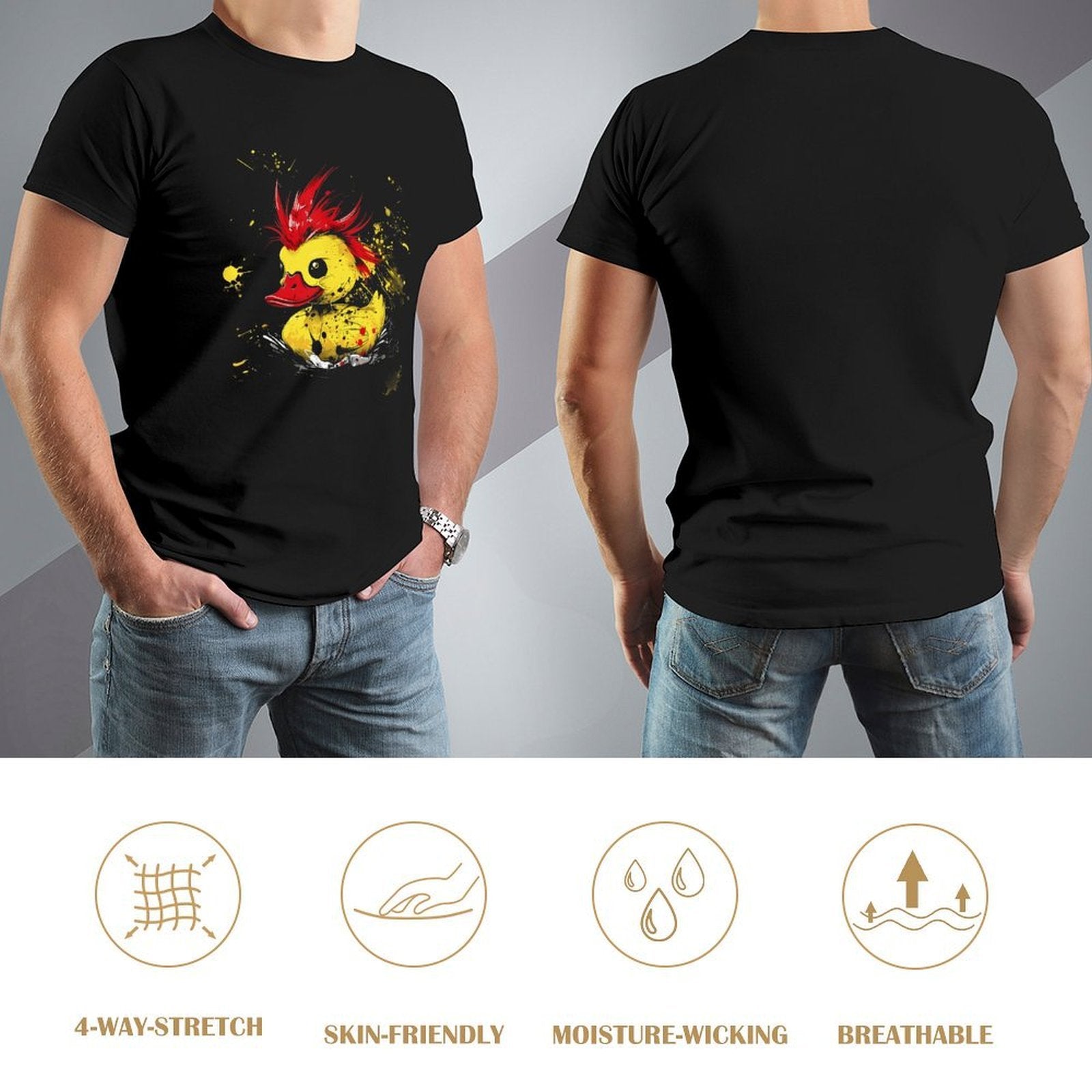 Inkmay Casual  Cotton T-shirt Stylish Duck With Red Hair Splatter Unisex T-shirtLifestyleLine ClassicStyle T-Shirt