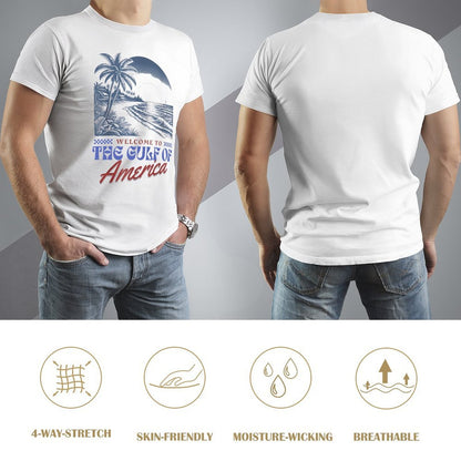 Inkmay Casual  Cotton T-shirt Beach Scene With Palm Trees Unisex T-shirtLifestyleLine Pocket Tee T-Shirt