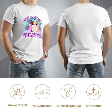 Inkmay Casual  Cotton T-shirt Chlamydia Survivor Cat With Butterflies Design Unisex T-shirtEdition Refined T-Shirt