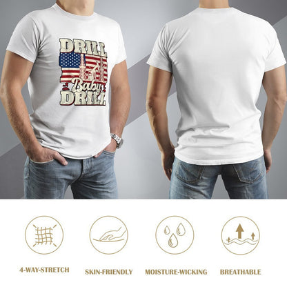 Inkmay Casual  Cotton T-shirt Drill Baby Drill Usa Flag Pattern Unisex T-shirtStreetLine Fresh T-Shirt