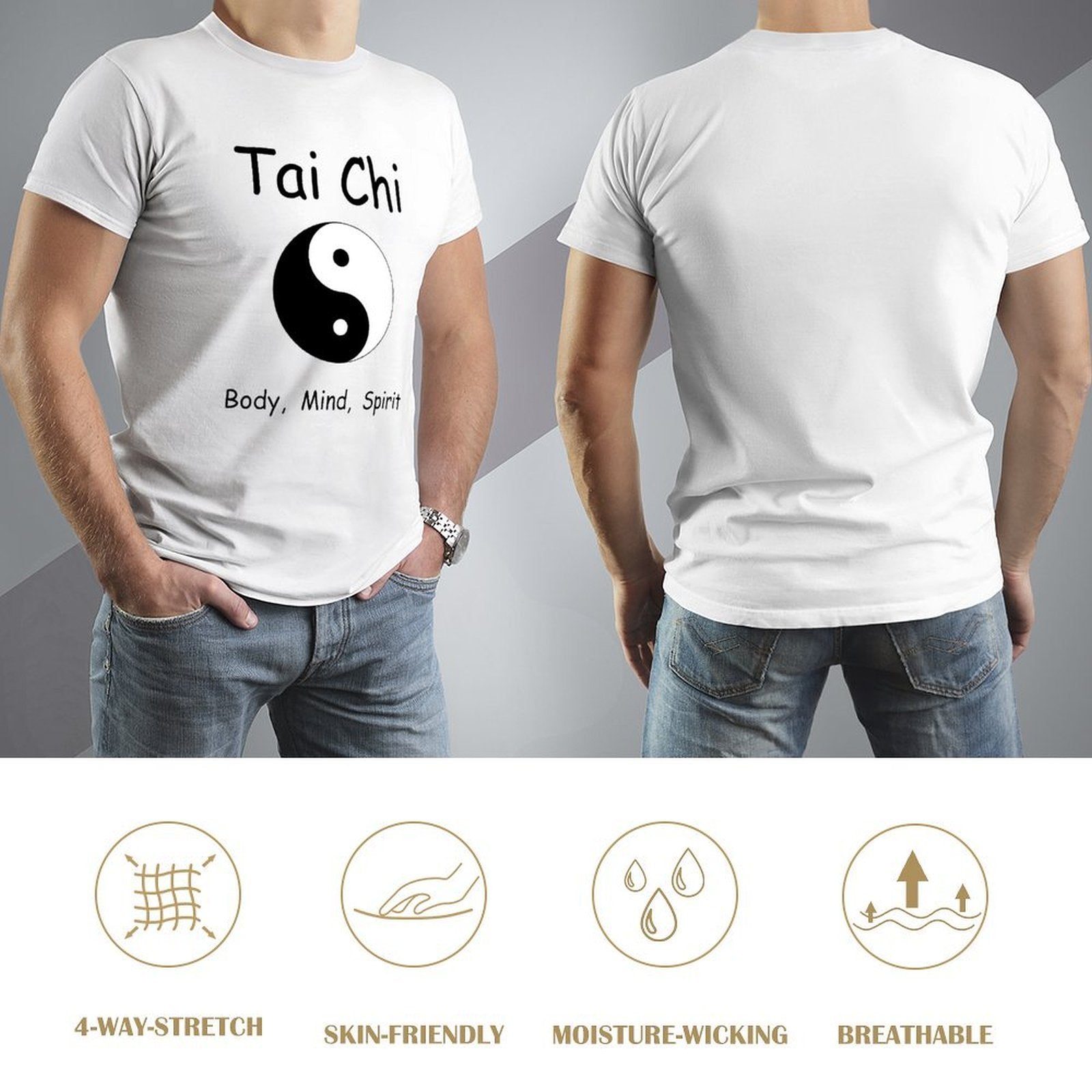Inkmay Casual  Cotton T-shirt Yin And Yang Symbol Black White Unisex T-shirtOutdoor SimpleFit T-Shirt