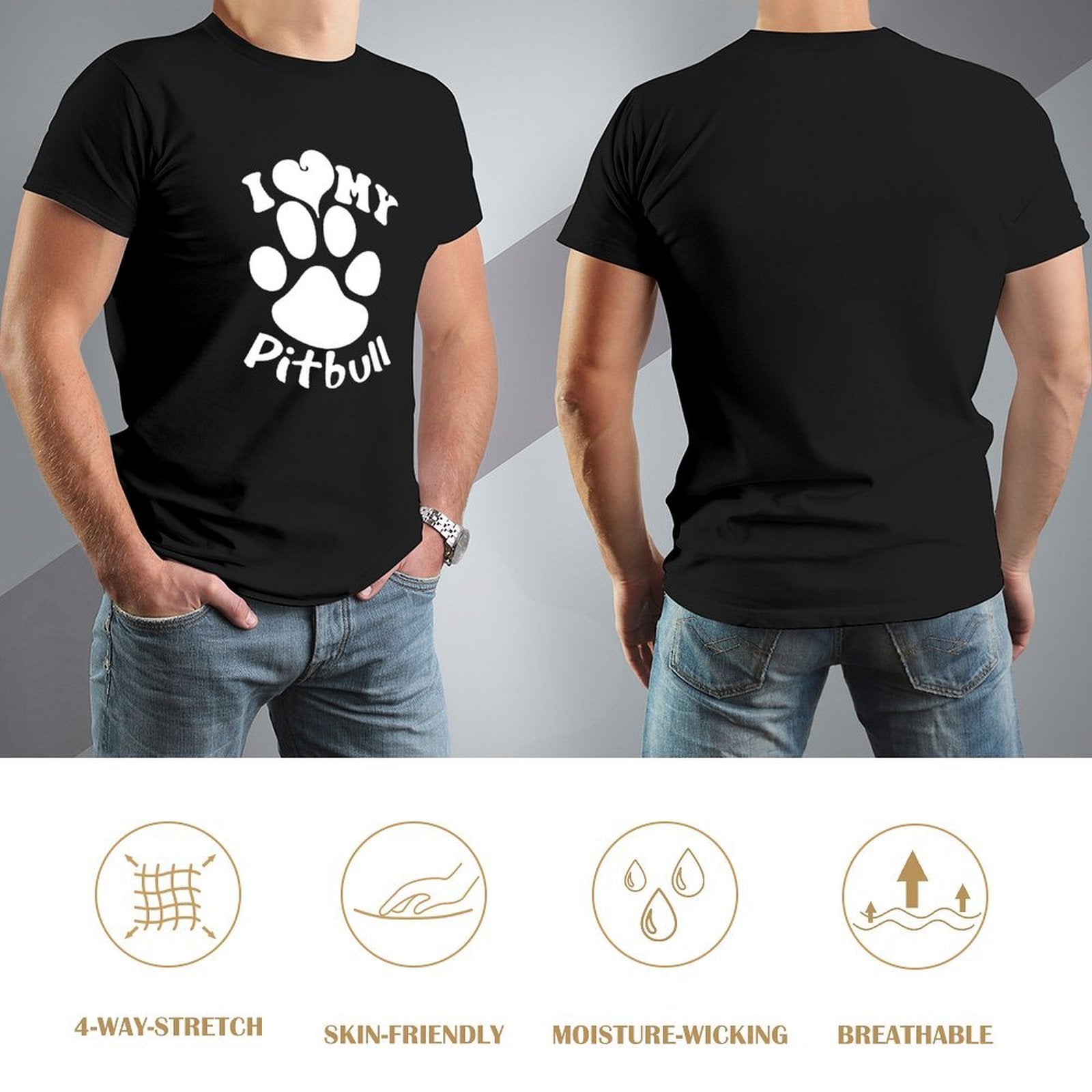 Inkmay Casual  Cotton T-shirt Paw Print With I Love My Unisex T-shirtAllDay AllSeason T-Shirt