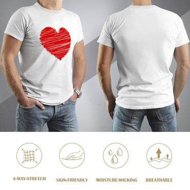 Inkmay Casual  Cotton T-shirt Solid Red Background With White Corner Unisex T-shirtWrinkle-Free Outdoor T-Shirt