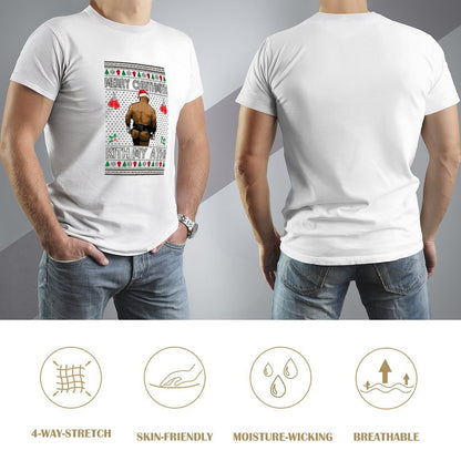 Inkmay Casual  Cotton T-shirt  Boxing Ugly Christmas With Santa Taint Unisex T-shirtSmoothWear Midweight T-Shirt
