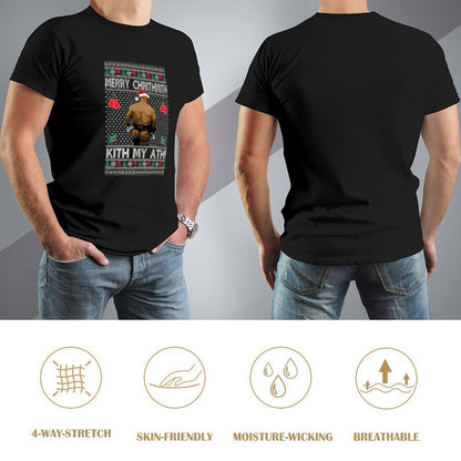 Inkmay Casual  Cotton T-shirt  Boxing Ugly Christmas With Santa Taint Unisex T-shirtSmoothWear Midweight T-Shirt