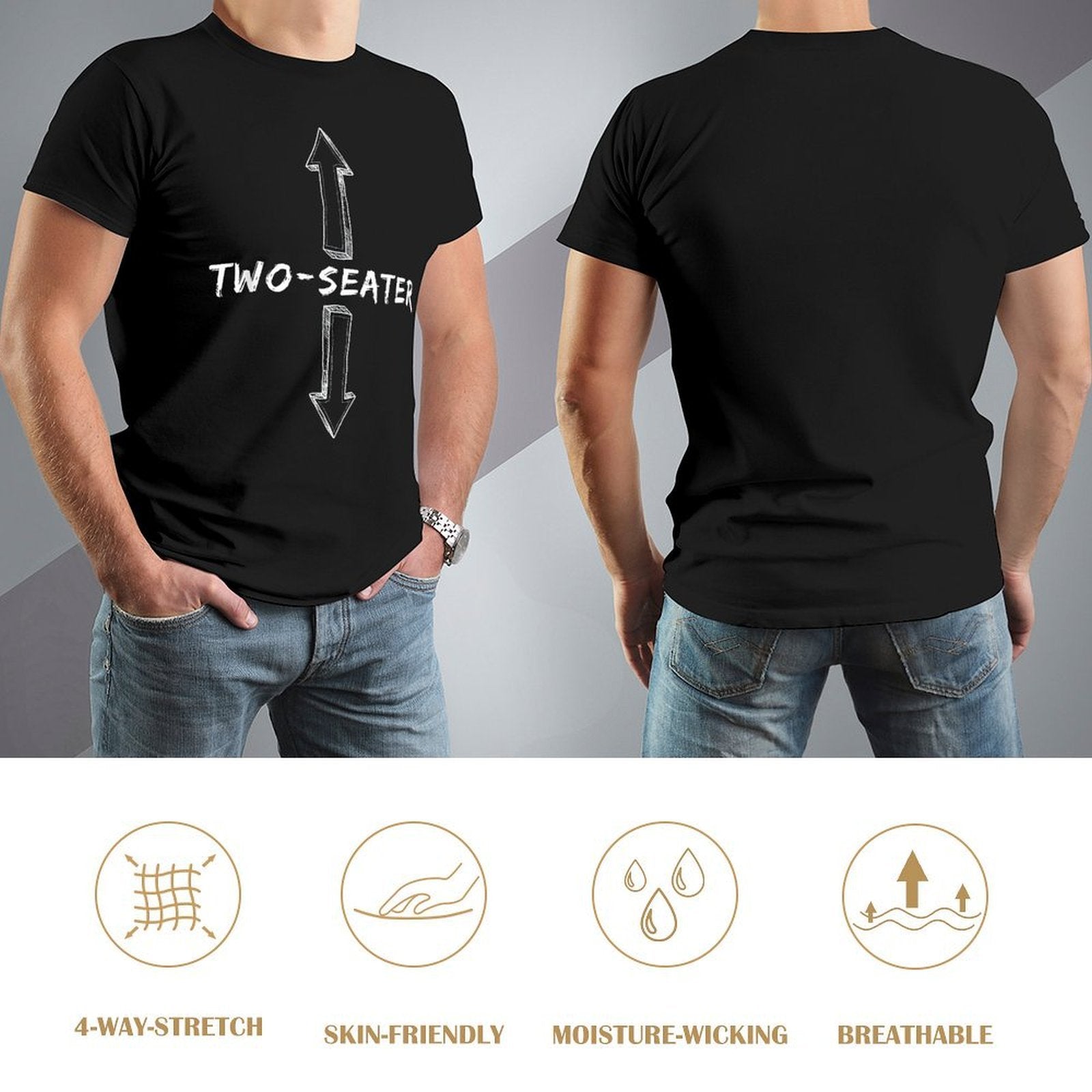 Inkmay Casual  Cotton T-shirt Two Seater Arrows On Gray Background Unisex T-shirtClassicStyle Printed T-Shirt