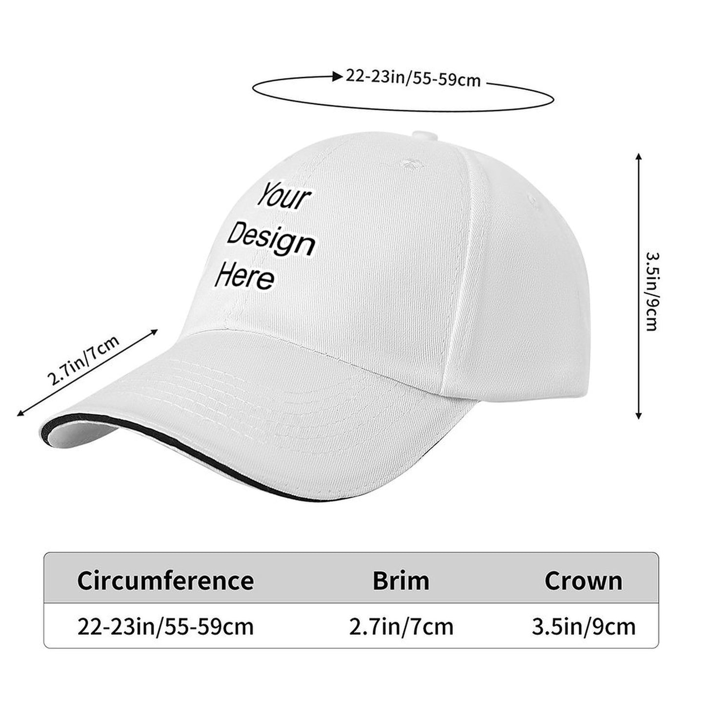 Custom white sandwich baseball cap