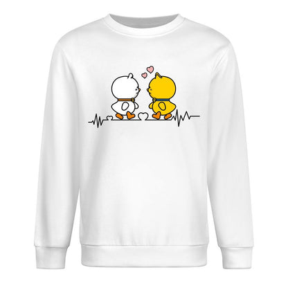 Front Patterned Long Sleeve TopMidweight Crewneck