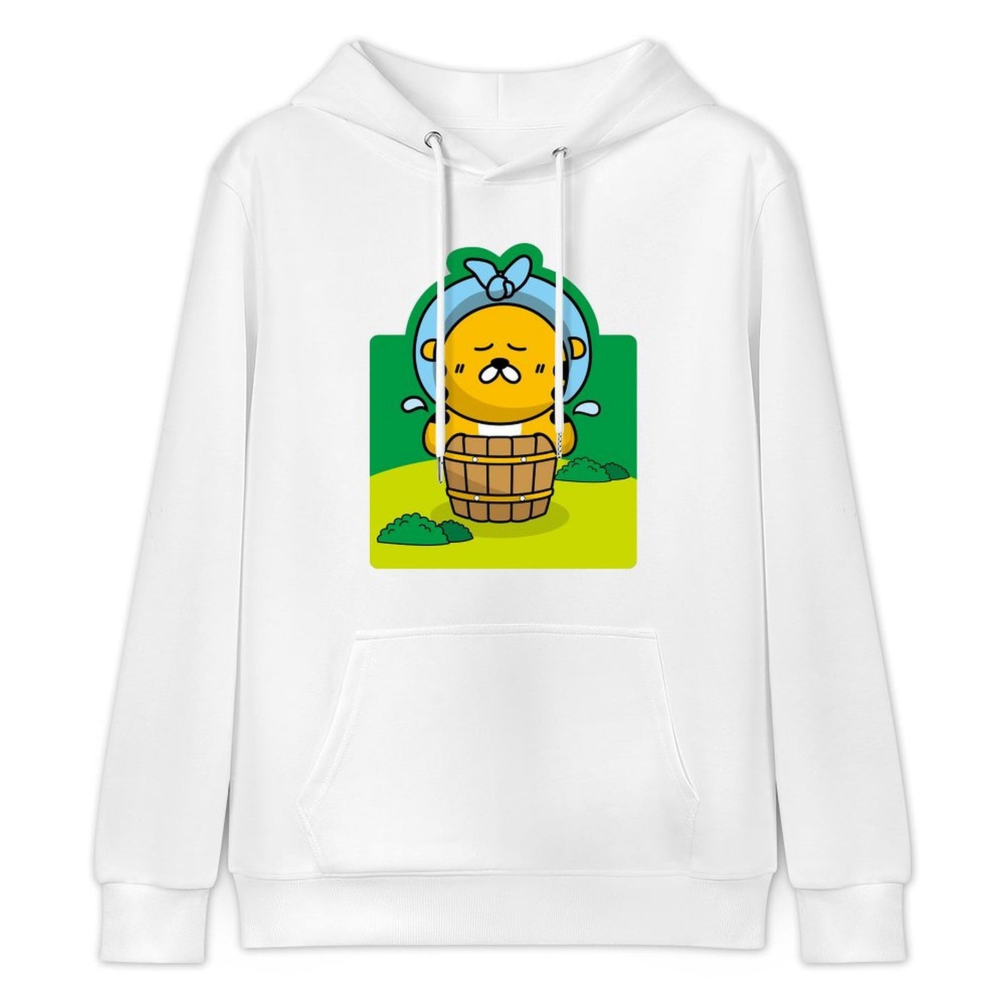 Batch-Printed Natural Front Graphic Hoodies